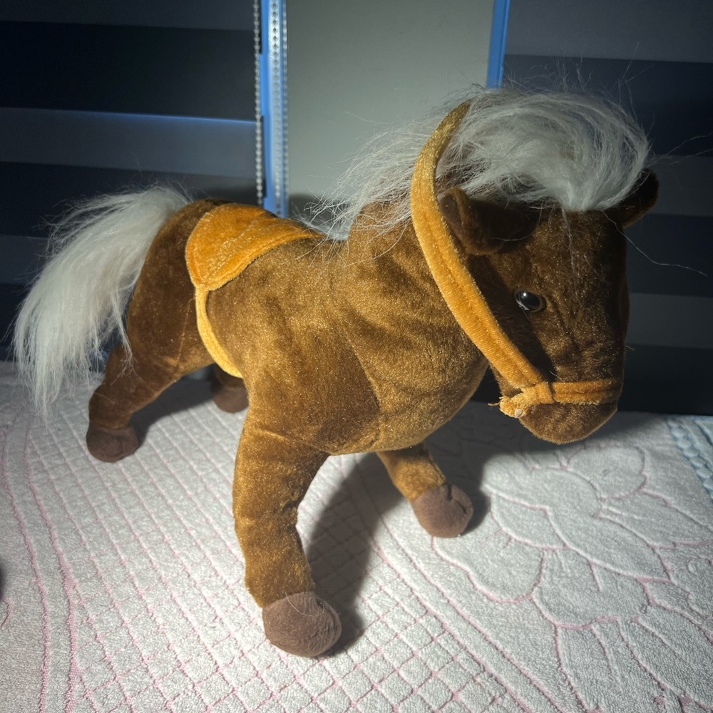 Fun & Fun Toys Soft Toy Brown Horse with Saddle & Bridle Posable